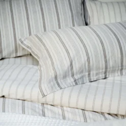Natural/White Fine Stripe Linen & Cotton Blend Double 30cm Fitted Sheet 8 Natural/White Fine Stripe Linen & Cotton Blend Double 30cm Fitted Sheet -Bedding Sales Store additional1 268 11 1 scaled