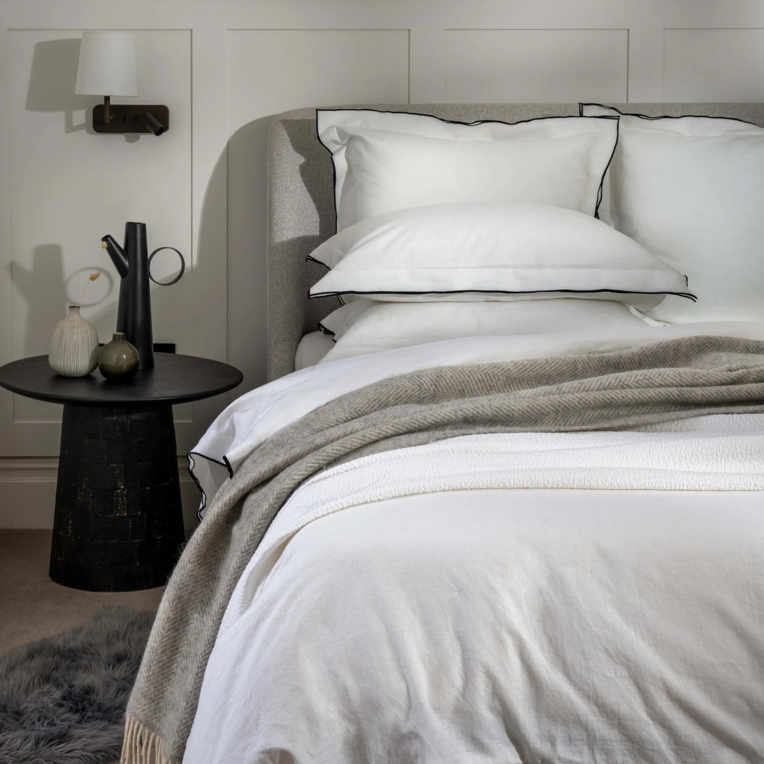 White Linen & Cotton Blend Superking 30cm Fitted Sheet 2 White Linen & Cotton Blend Superking 30cm Fitted Sheet - Image 2