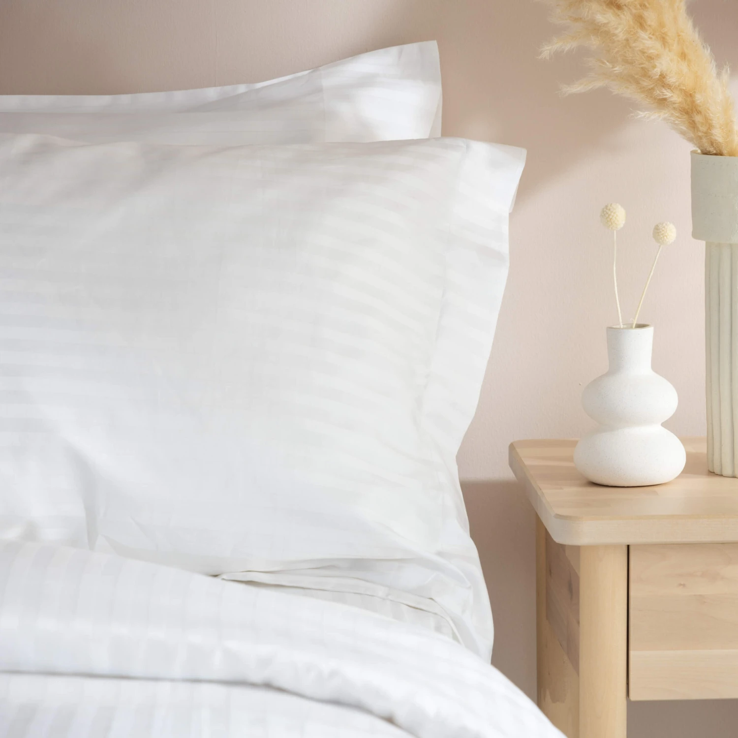 White 300TC Dobby Stripe Pure Cotton Double Duvet Cover 2 White 300TC Dobby Stripe Pure Cotton Double Duvet Cover - Image 2