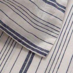 Navy/White Fine Stripe Linen & Cotton Blend Superking 30cm Fitted Sheet -Bedding Sales Store additional2 1 1 1 6 scaled