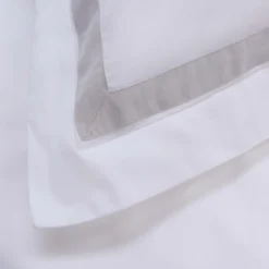 White/Light Grey 300TC Colour Border Cotton Superking Flat Sheet -Bedding Sales Store additional2 2 11 scaled