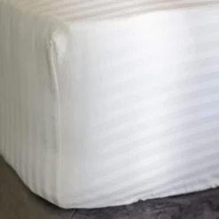 White 300TC Dobby Stripe Pure Cotton Double 30cm Fitted Sheet 7 White 300TC Dobby Stripe Pure Cotton Double 30cm Fitted Sheet -Bedding Sales Store additional2 5 9 scaled