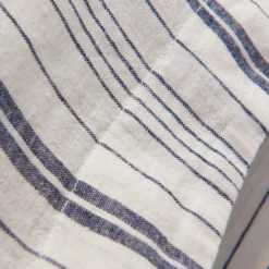 Navy/White Fine Stripe Linen & Cotton Blend Single 30cm Fitted Sheet -Bedding Sales Store additional3 193 4 scaled