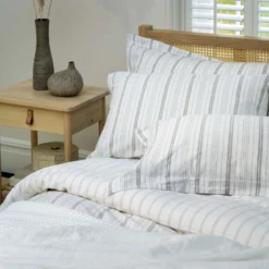 Natural/White Fine Stripe Linen & Cotton Blend Double 30cm Fitted Sheet 10 Natural/White Fine Stripe Linen & Cotton Blend Double 30cm Fitted Sheet -Bedding Sales Store additional3 195 14 1 scaled