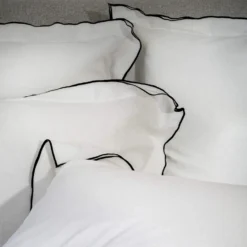 White/Charcoal Overlocked Edge Linen & Cotton Blend Single Duvet Cover -Bedding Sales Store additional3 195 15 scaled