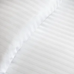 White 300TC Dobby Stripe Pure Cotton King Size 30cm Fitted Sheet -Bedding Sales Store additional3 4 10 scaled