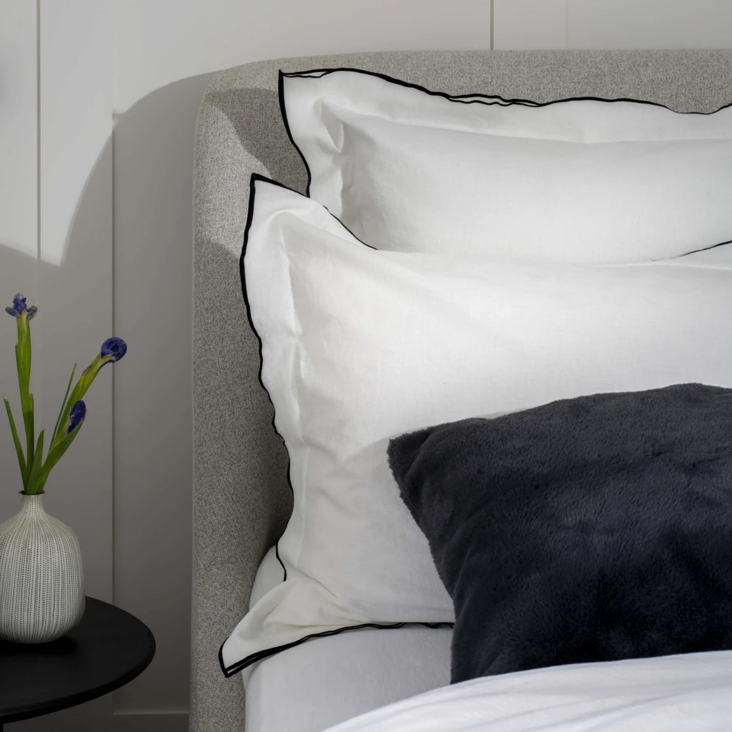 White Linen & Cotton Blend Superking 30cm Fitted Sheet 4 White Linen & Cotton Blend Superking 30cm Fitted Sheet - Image 4