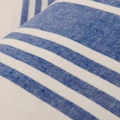 Blue/White Wide Stripe Linen & Cotton Blend Superking 30cm Fitted Sheet -Bedding Sales Store additional4 1 26 scaled