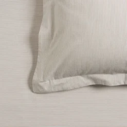 White/Natural Seersucker Stripe Single Duvet Cover -Bedding Sales Store additional5 39 20