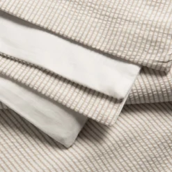 White/Natural Seersucker Stripe Double Duvet Cover 20 White/Natural Seersucker Stripe Double Duvet Cover -Bedding Sales Store additional9 5