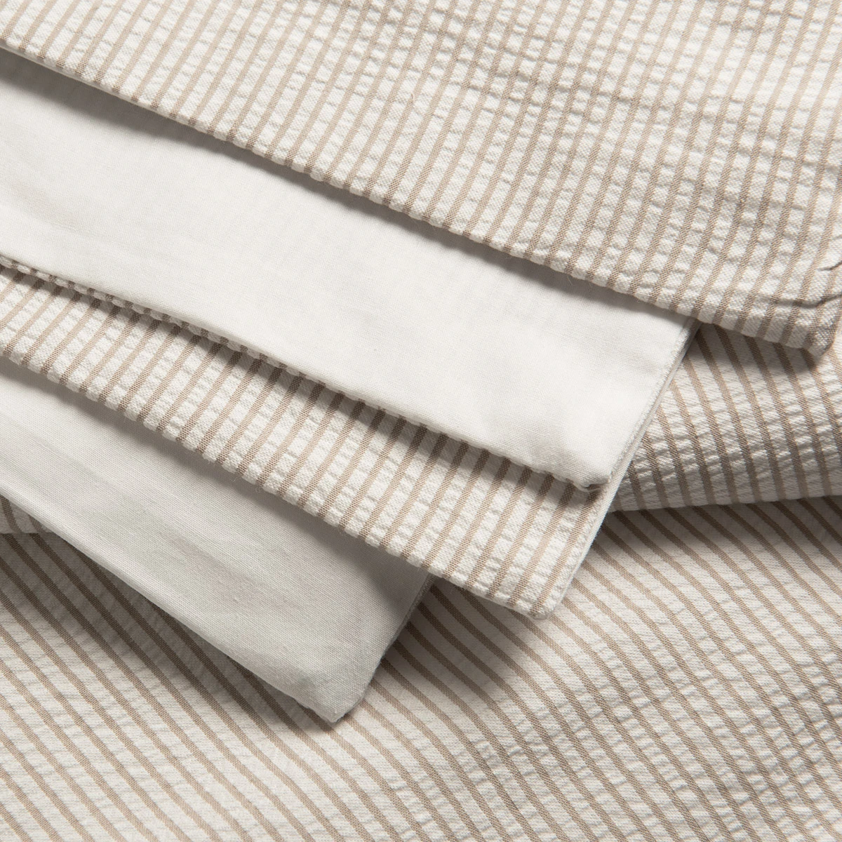 White/Natural Seersucker Stripe Double Duvet Cover 7 White/Natural Seersucker Stripe Double Duvet Cover - Image 7