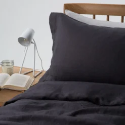 Midnight Grey French Linen Superking Flat Sheet 20 Midnight Grey French Linen Superking Flat Sheet -Bedding Sales Store additional 169 12