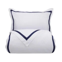White/Navy 300TC Colour Border Cotton Double Duvet Cover 19 White/Navy 300TC Colour Border Cotton Double Duvet Cover -Bedding Sales Store base 17 2 3 scaled