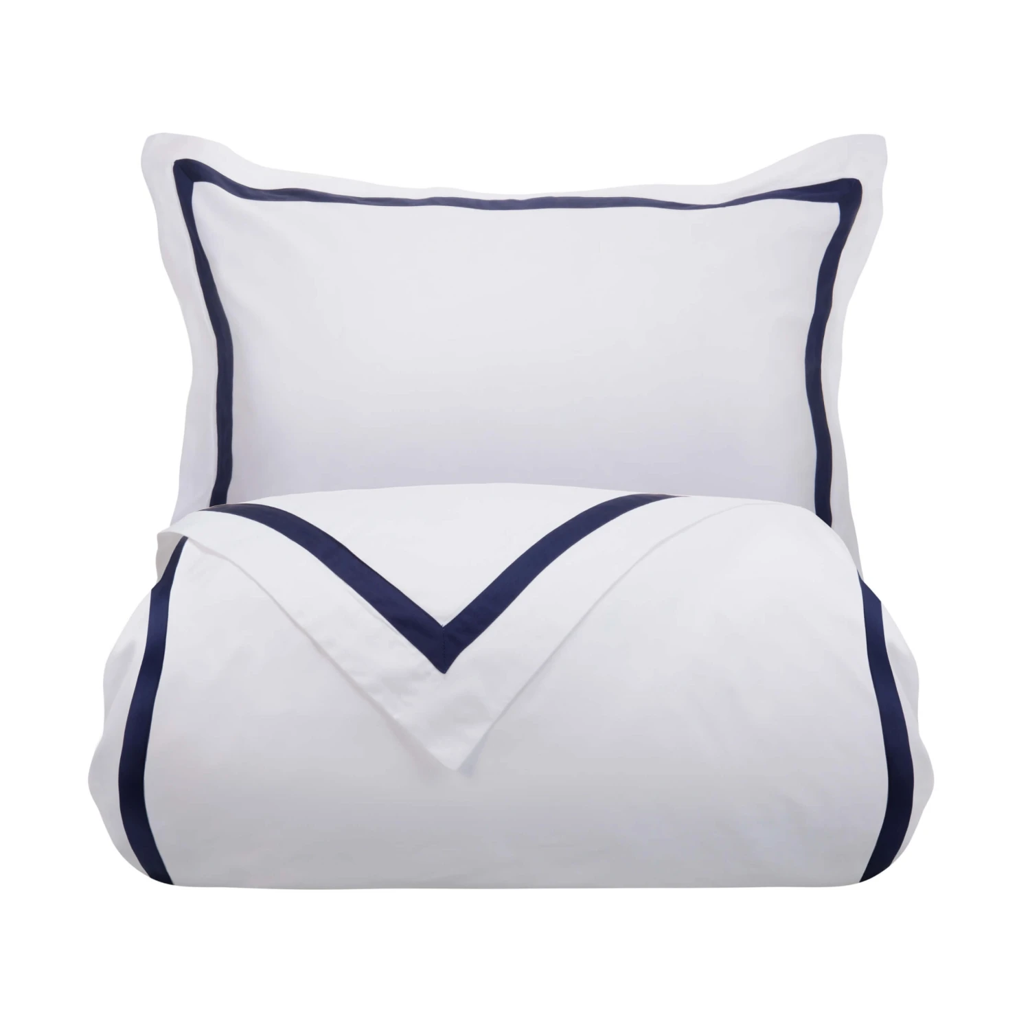 White/Navy 300TC Colour Border Cotton Double Duvet Cover 8 White/Navy 300TC Colour Border Cotton Double Duvet Cover - Image 8