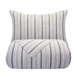 Navy/White Fine Stripe Linen & Cotton Blend Superking 30cm Fitted Sheet -Bedding Sales Store base 1 1 1 6 scaled