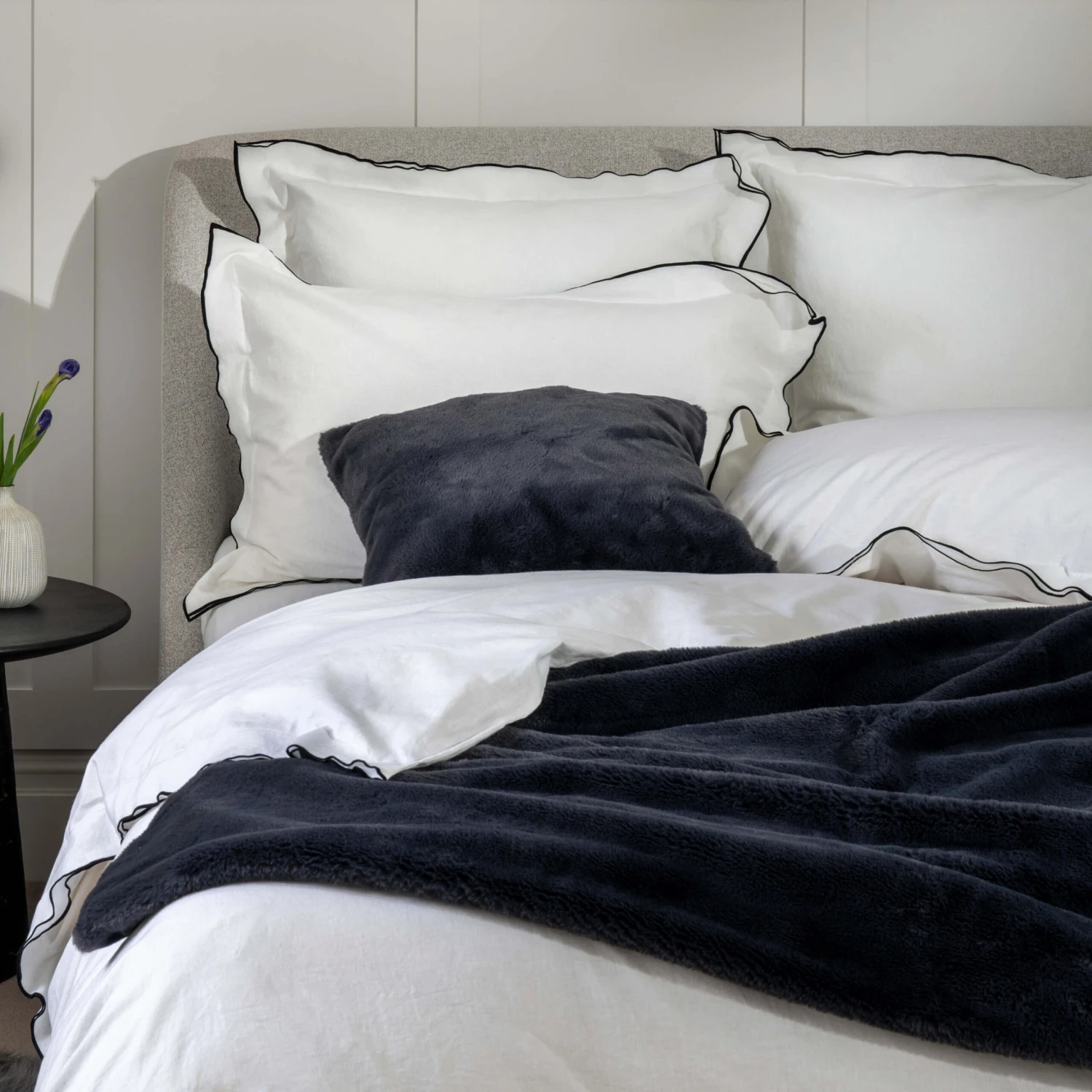 White Linen & Cotton Blend Superking 30cm Fitted Sheet 1 White Linen & Cotton Blend Superking 30cm Fitted Sheet