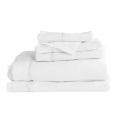 White 300TC Easycare Cotton With Tencel Single 40cm Fitted Sheet -Bedding Sales Store base 729