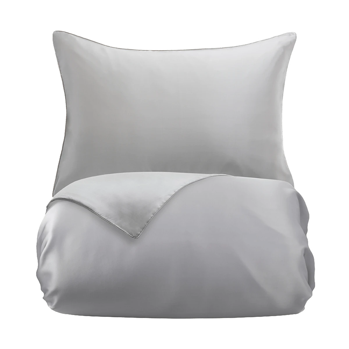 Antique Silver Pure Mulberry Silk Double Bed Set 2 Antique Silver Pure Mulberry Silk Double Bed Set - Image 2