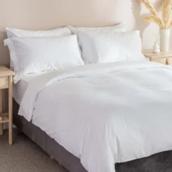 White 300TC Dobby Stripe Pure Cotton Double Duvet Cover