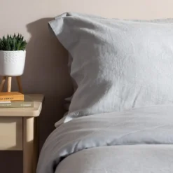 Light Grey French Linen Double Duvet Cover 9 Light Grey French Linen Double Duvet Cover -Bedding Sales Store light grey french linen additional1 3