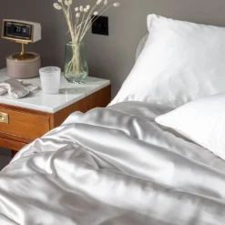 Antique Silver Pure Mulberry Silk King Size Bed Set -Bedding Sales Store mulberry silk bedding additional1 3