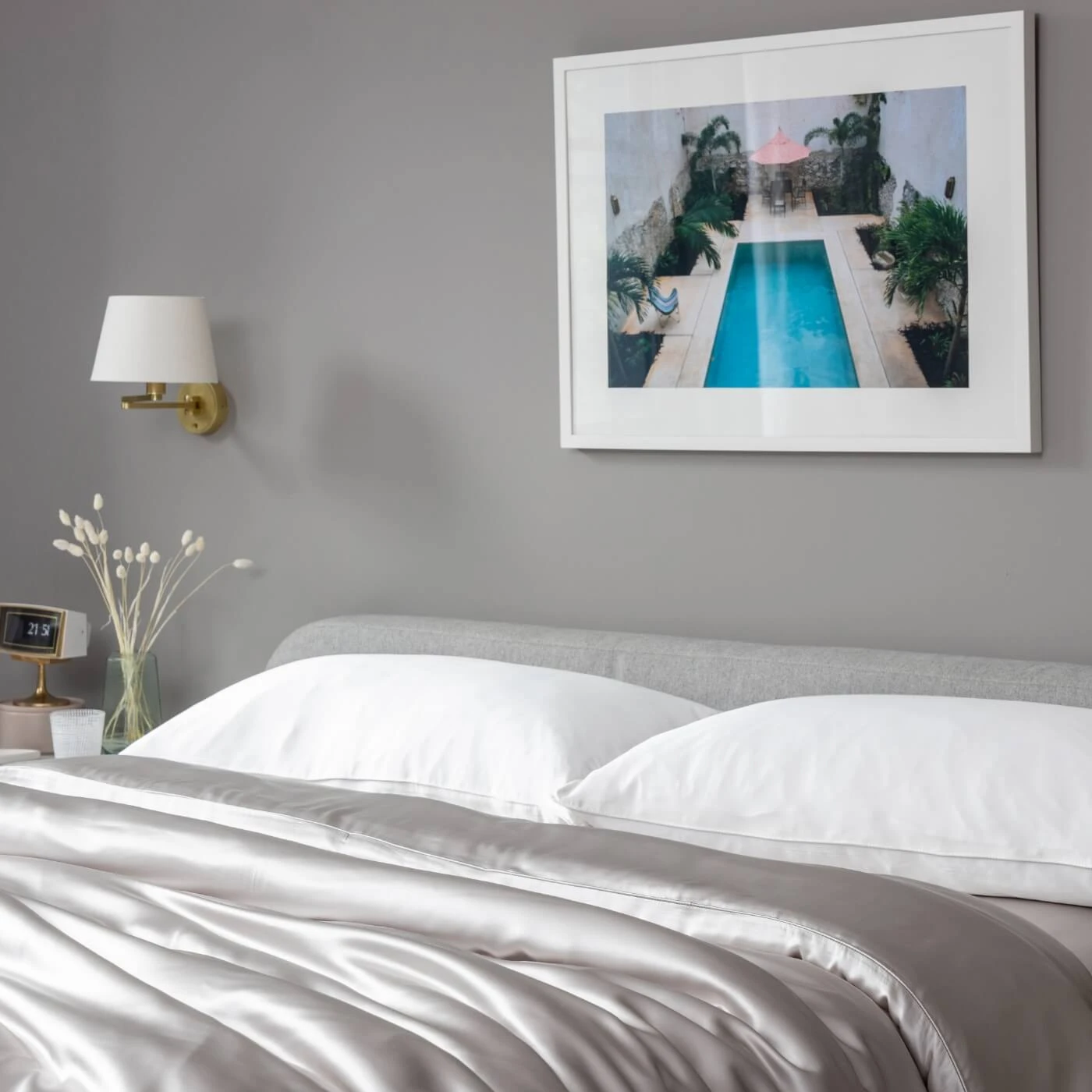 Antique Silver Pure Mulberry Silk Double Bed Set 10 Antique Silver Pure Mulberry Silk Double Bed Set - Image 10