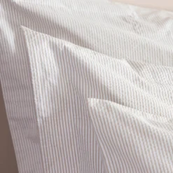 White/Natural Seersucker Stripe King Size Duvet Cover -Bedding Sales Store natural seersucker additional3 2