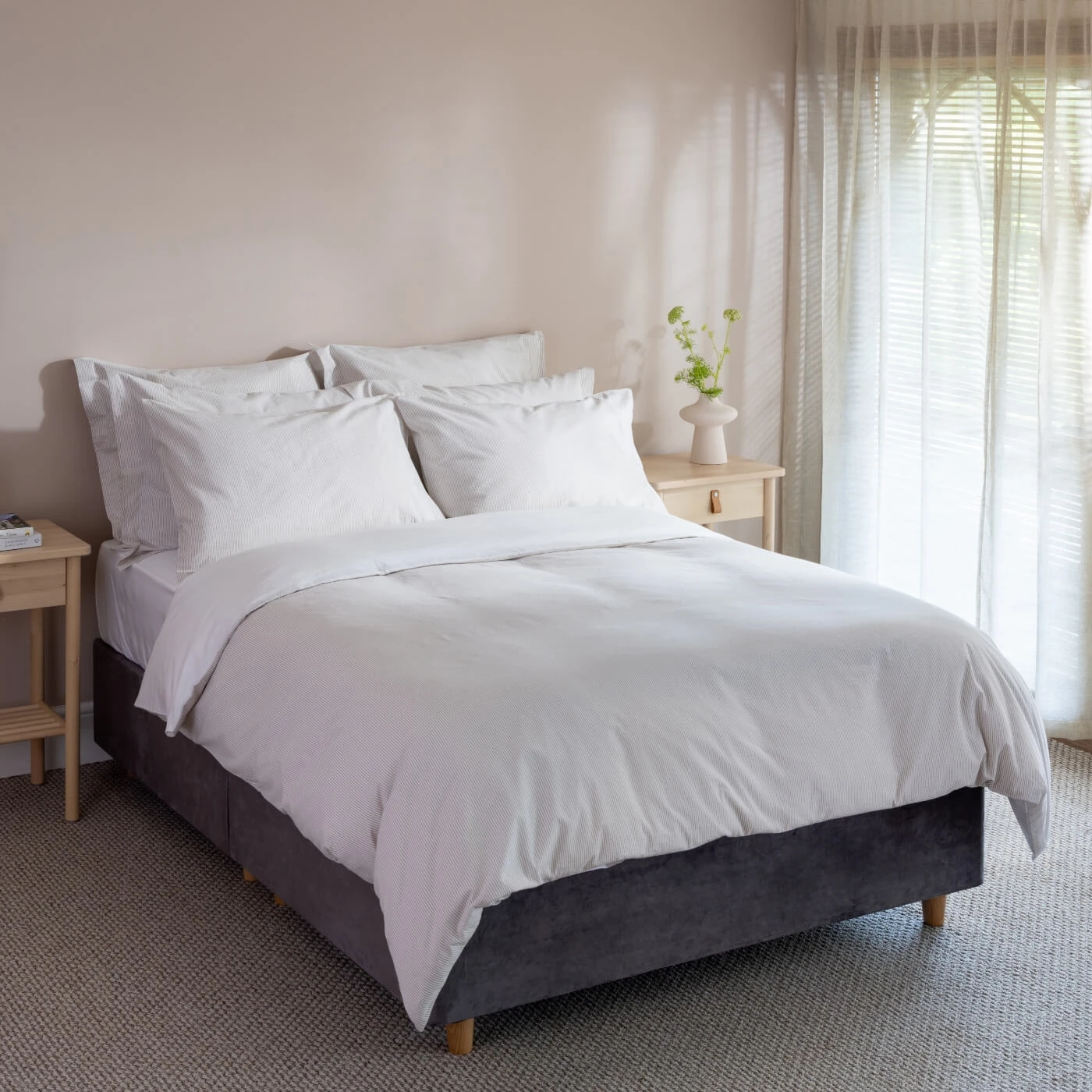 White/Natural Seersucker Stripe Double Duvet Cover 11 White/Natural Seersucker Stripe Double Duvet Cover - Image 11