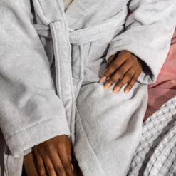 Bedding Sales Store -Bedding Sales Store turkish cotton bathrobe light grey add3 5