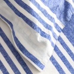 Blue/White Wide Stripe Linen & Cotton Blend King Size Duvet Cover -Bedding Sales Store wide stripe bedding additional2