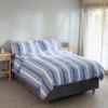 Blue/White Wide Stripe Linen & Cotton Blend Superking Duvet Cover